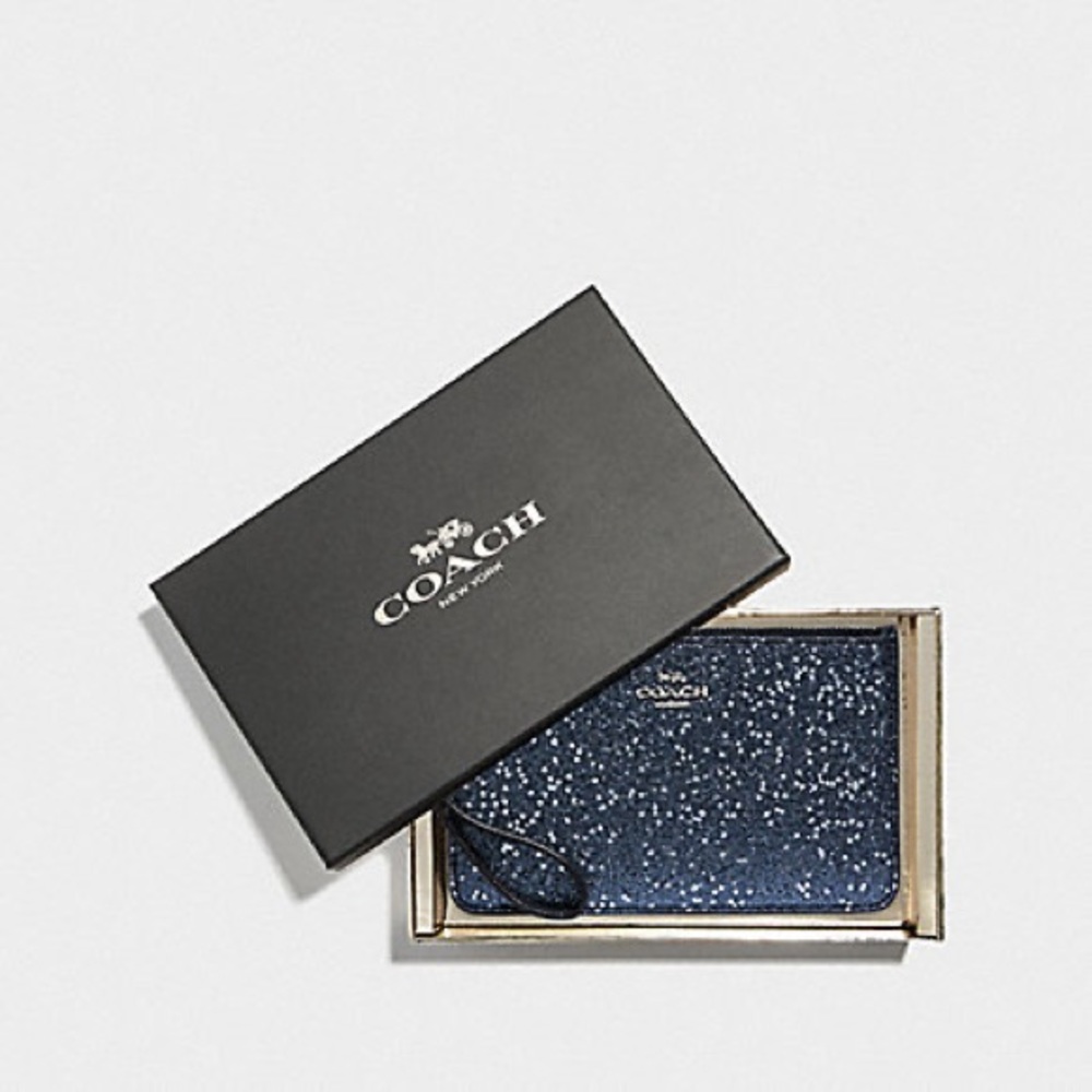 Coach Blue Star Glitter Wristlet New